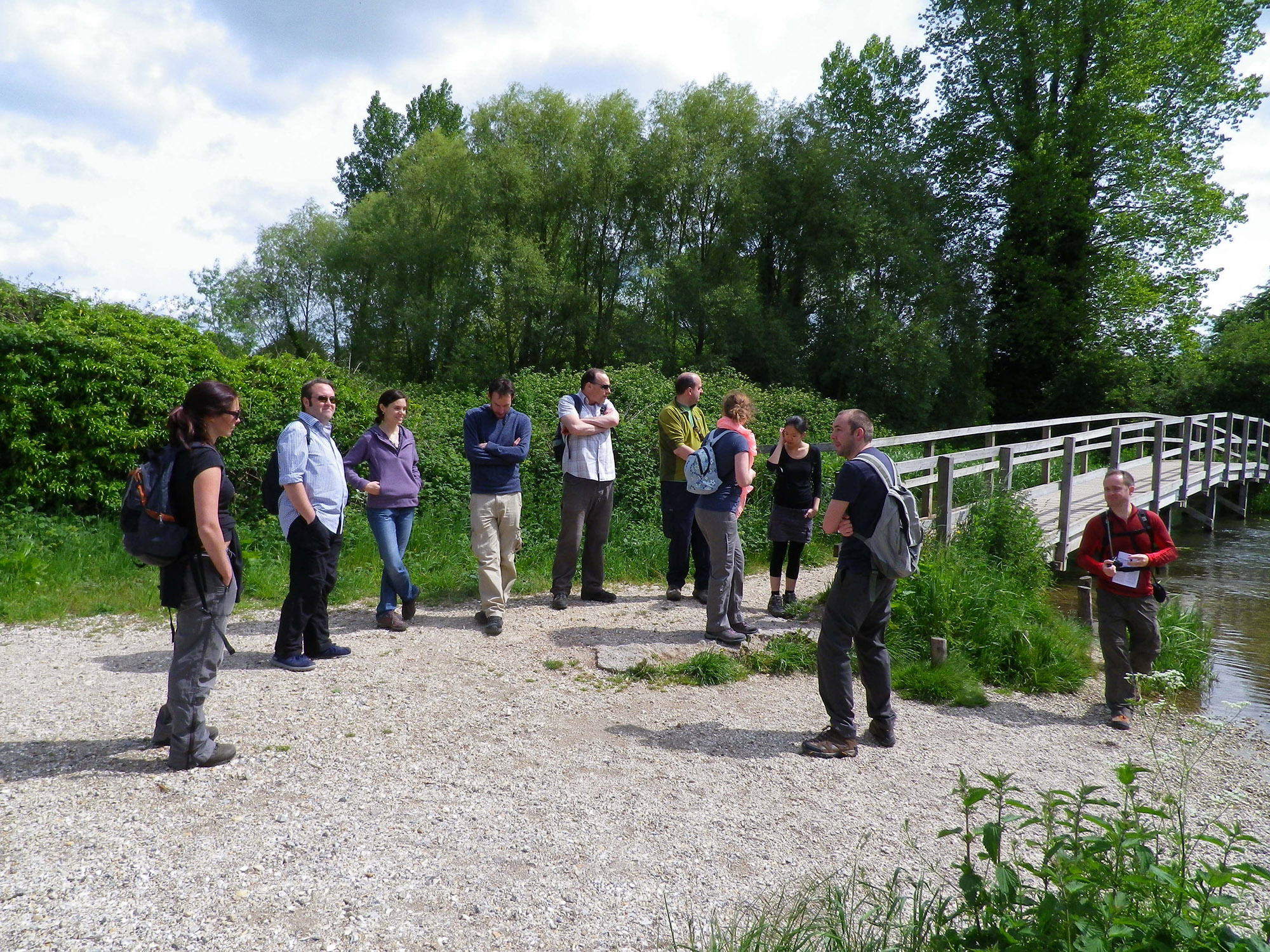 Leading a walk group photo